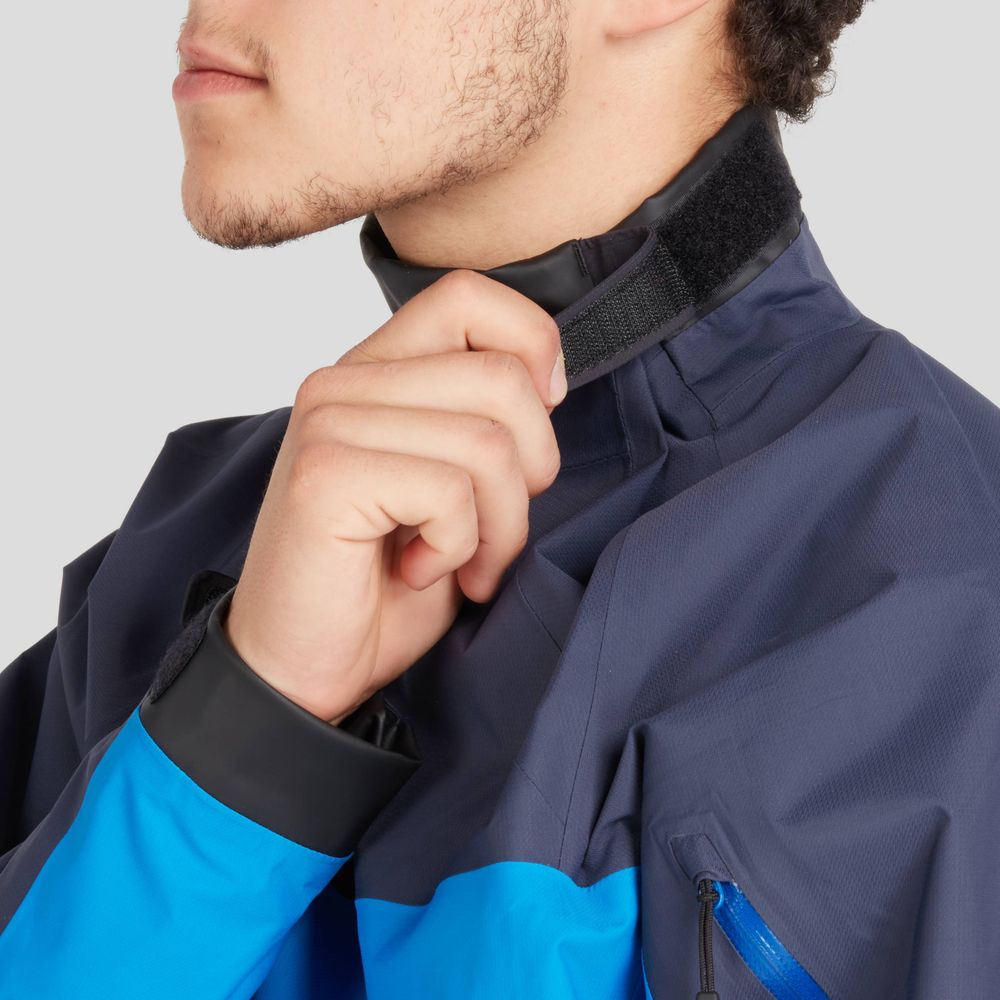 NRS Men&#39;s Echo Splash Jacket blue - detail, neck closure