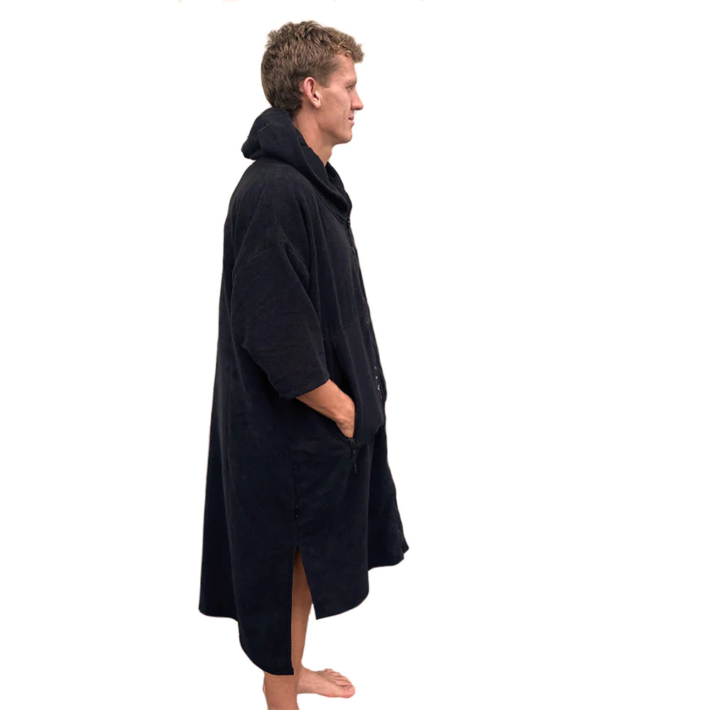 Vaikobi full zip hooded towel black – side