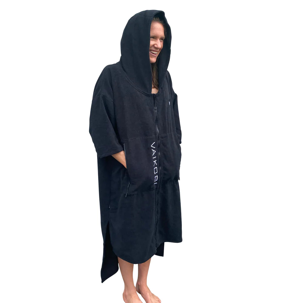 Vaikobi full zip hooded towel black – hood