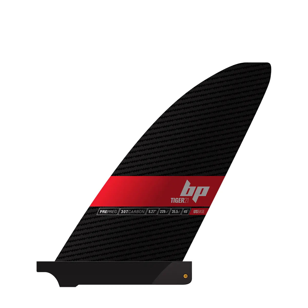 Black Project Tiger v2 - Pre-preg Carbon SUP fin, US base left