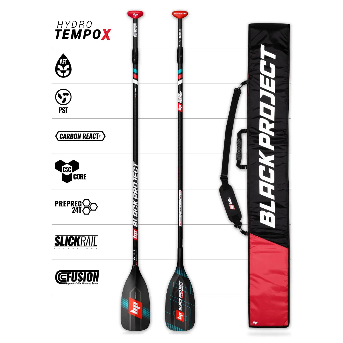 Black Project Hydro Tempo-X Adjustable - Premium SUP Paddles Black Project Hydro Tempo-X Adjustable - Premium SUP Paddles