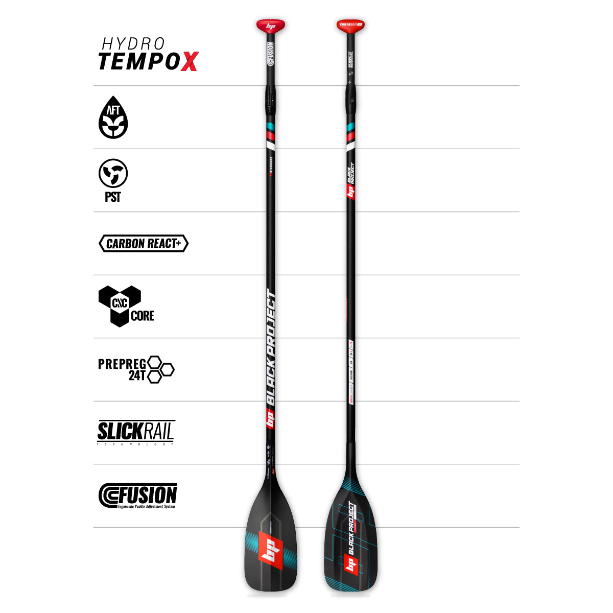 BLACKPROJECT Tempo X（テンポエックス） Black Project Hydro Tempo-X Adjustable - Premium SUP Paddles