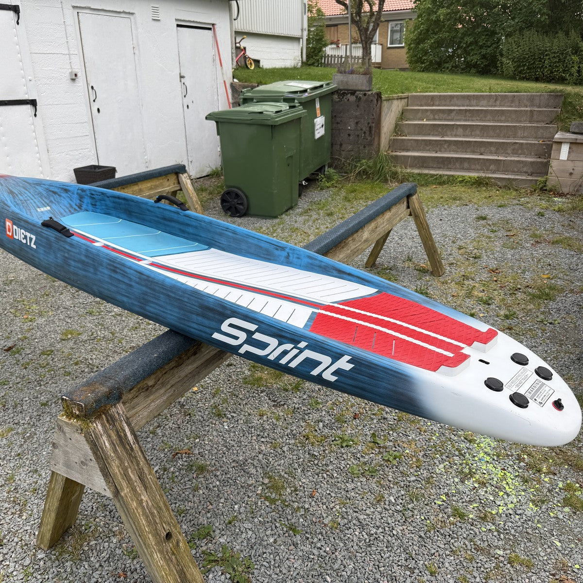 Starboard Sprint Zero 14'0 x 23.5 used - deck angle view with standing area and tail