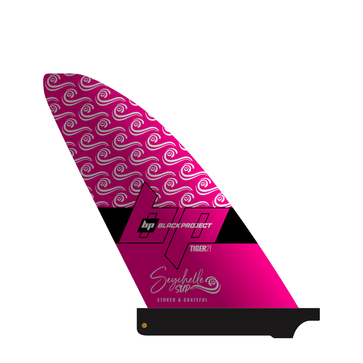 Black Project Tiger v2 Seychelles Edition - Pre-preg Carbon SUP fin, US base left