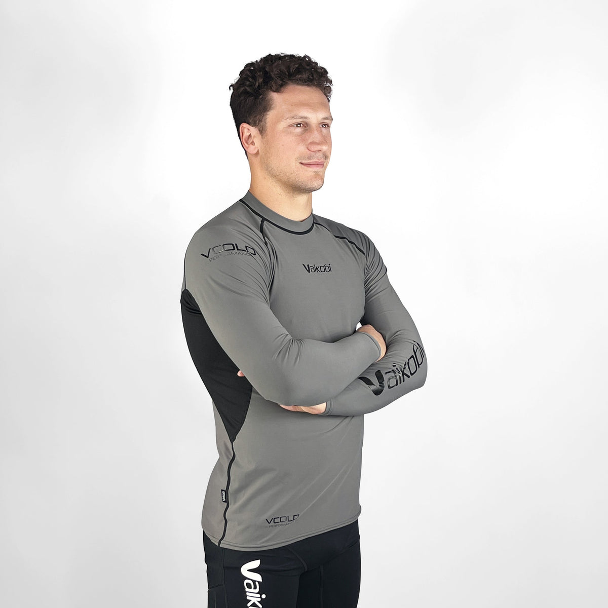 Vaikobi VCOLD Base Layer Long Sleeve Top grey black turning detail