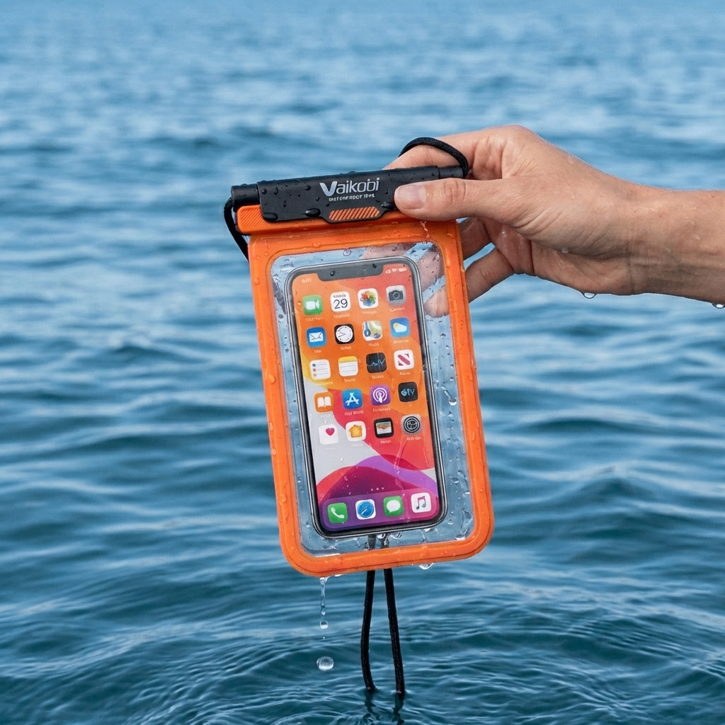 Vaikobi Waterproof Phone Case Orange - lifestyle in use