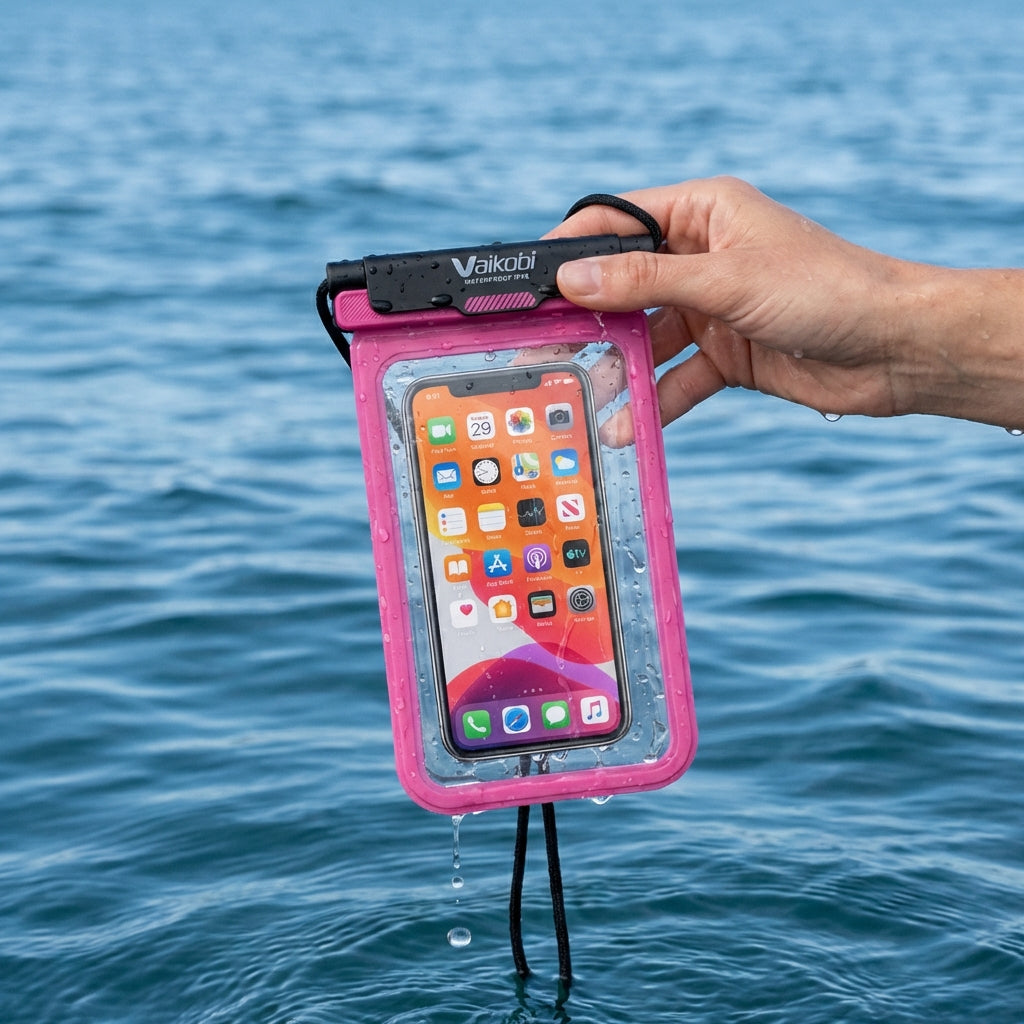 Vaikobi Waterproof Phone Case Pink - lifestyle in use