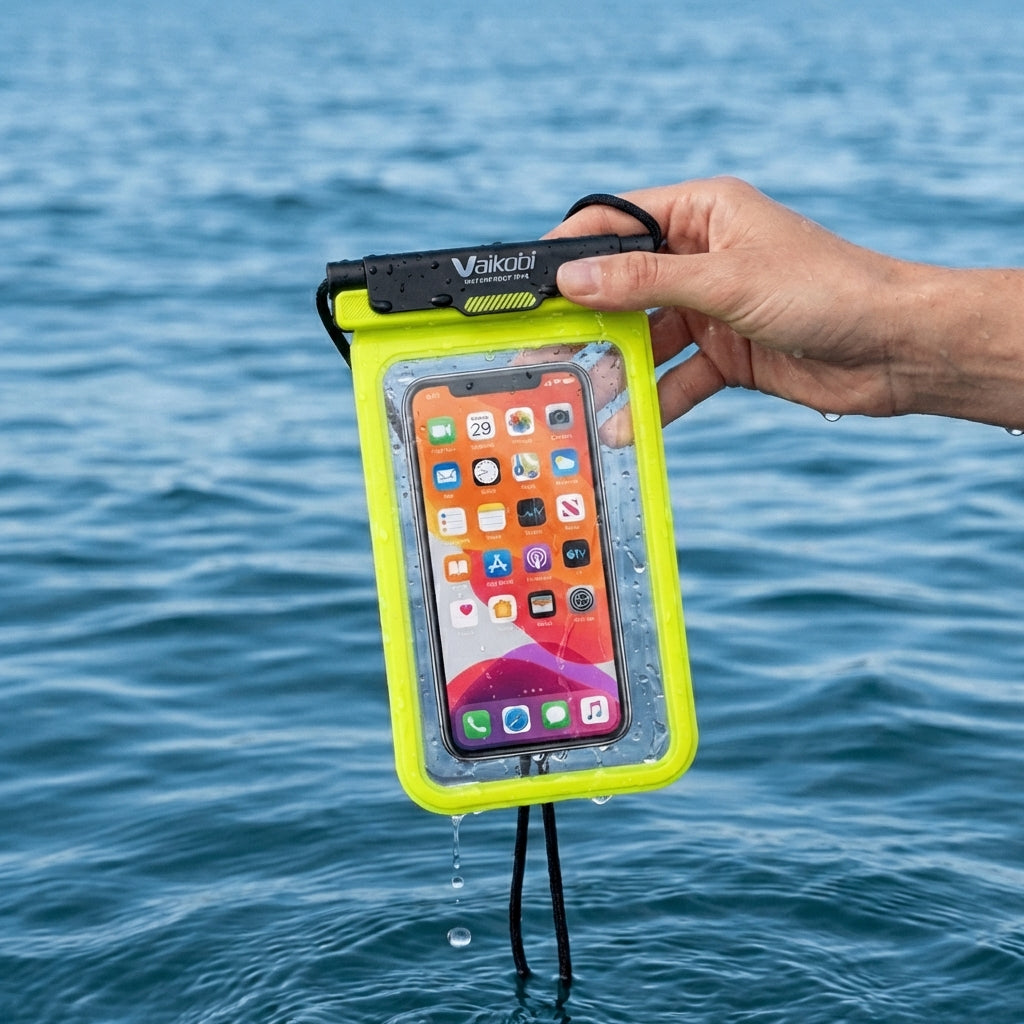 Vaikobi Waterproof Phone Case Yellow - lifestyle in use