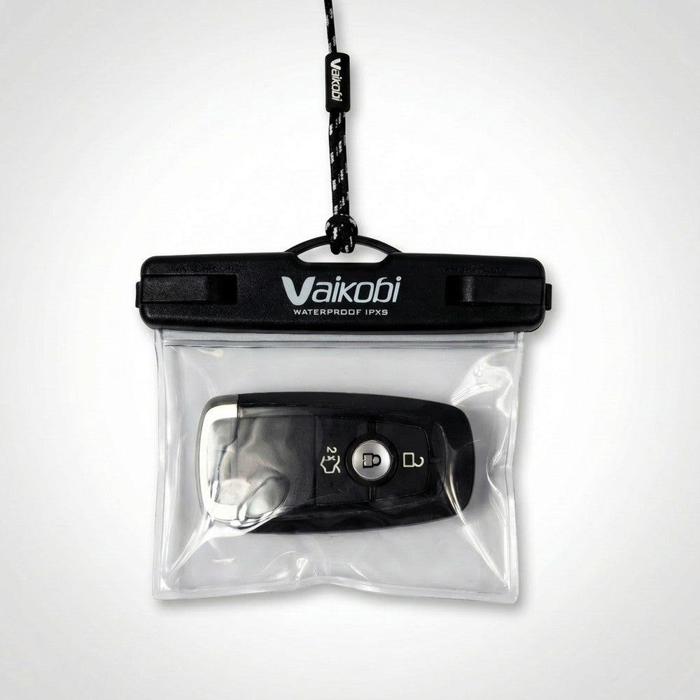 Vaikobi Waterproof Key Pouch Black - hero view with car key fob