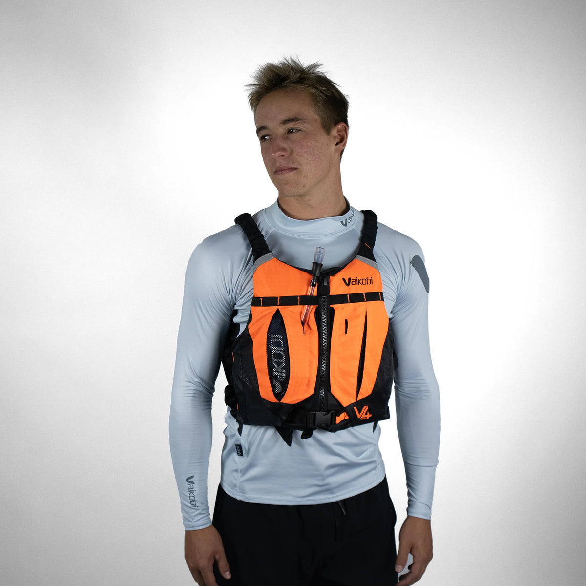 Paddler wearing Vaikobi Hydro System hydration vest