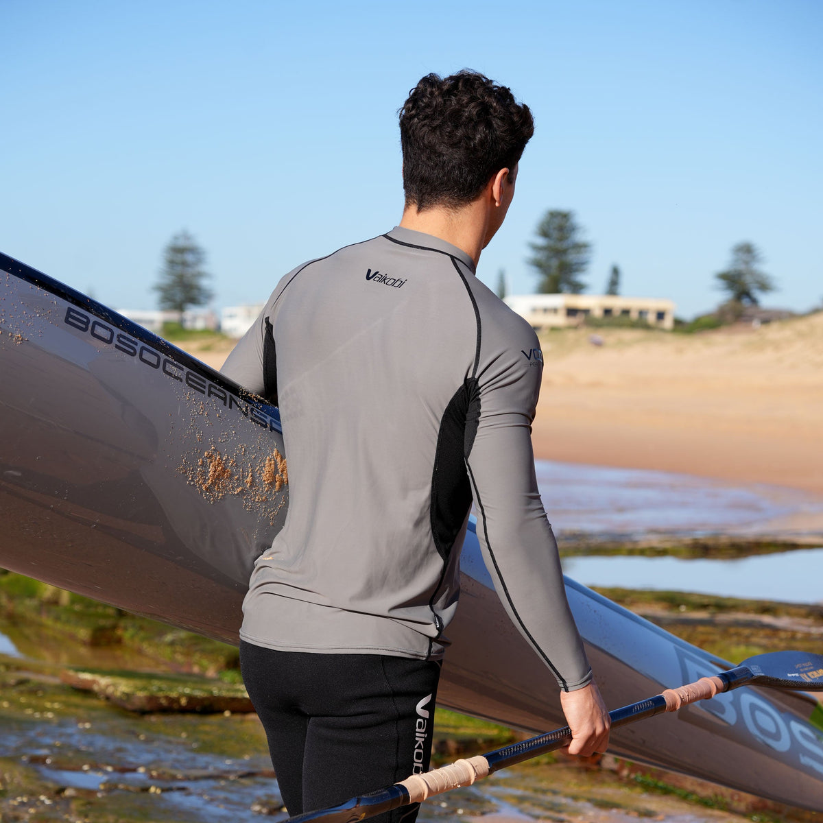 Vaikobi VCOLD Base Layer Long Sleeve Top grey black paddler on surfski