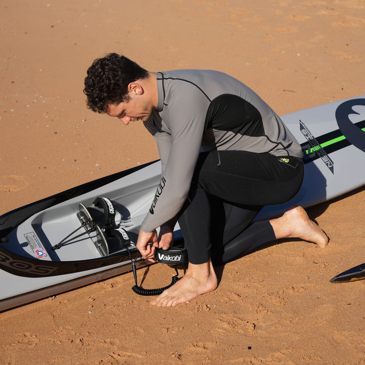 Vaikobi VCOLD Base Layer Long Sleeve Top grey black surfski lifestyle