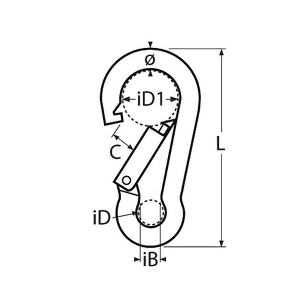 Old Danube Carabiner - dimension drawing
