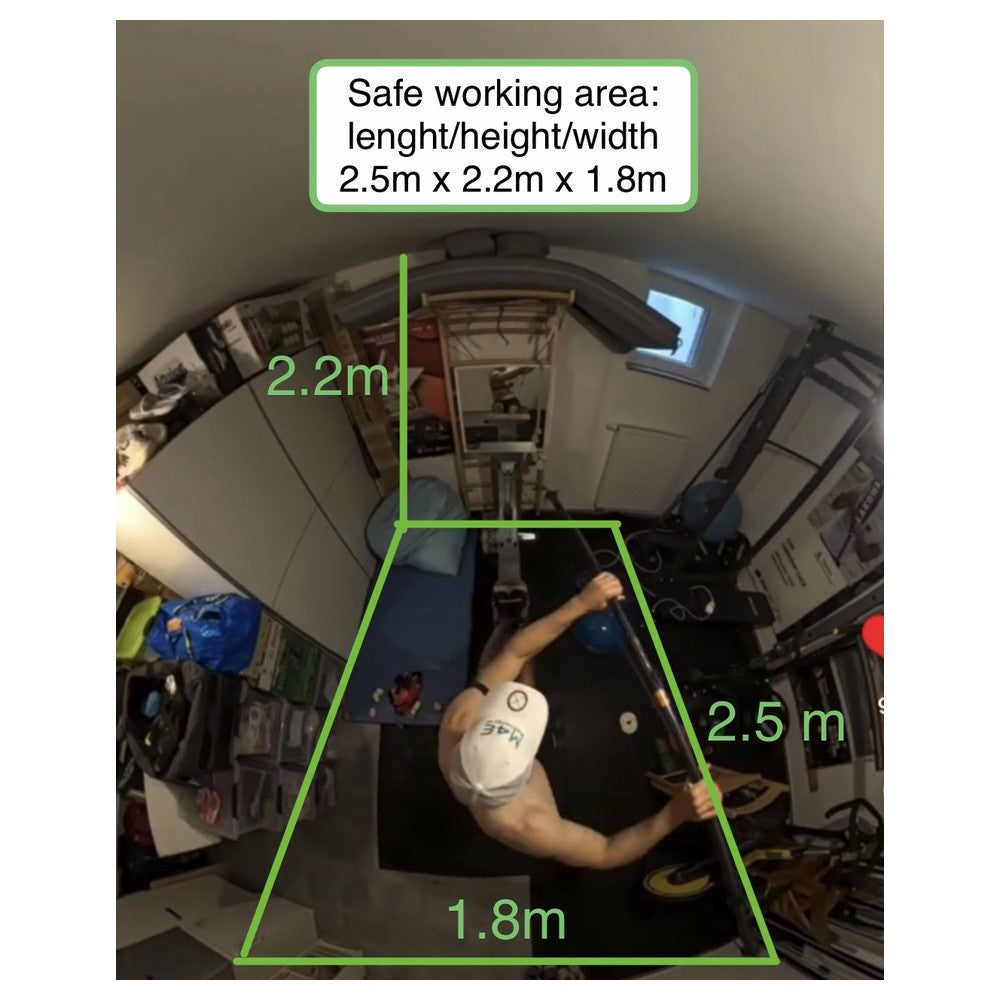 Old Danube Kayak Ergometer - safe working area 2.5 x 2.2 x 1.8 m