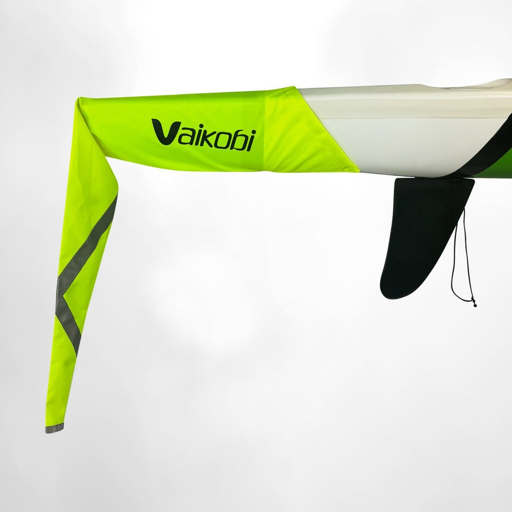 Vaikobi Tail Flag Ski Yellow - mounted on surfski stern